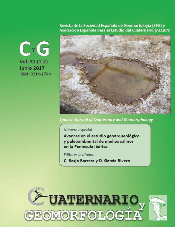 					Ver Vol. 31 Núm. 1-2 (2017): Avances en el estudio geoarqueológico y paleoambiental de medios salinos en la Península Ibérica
				