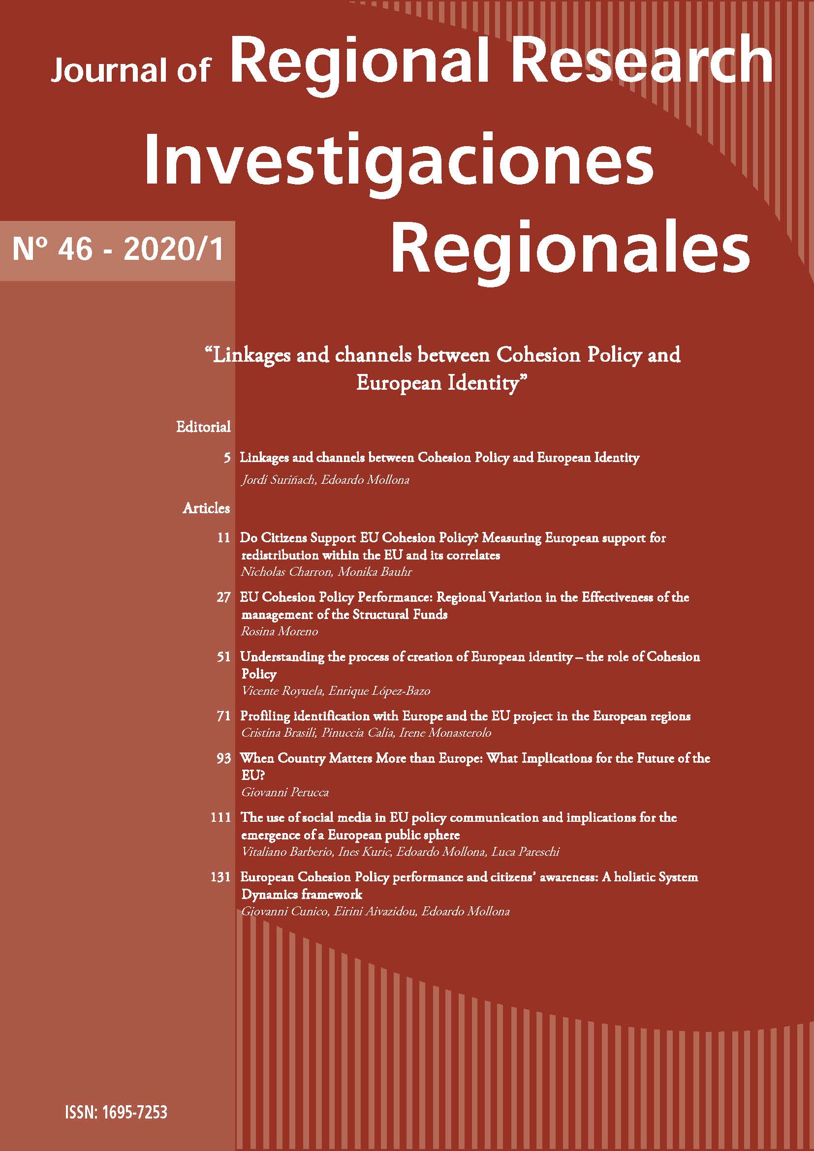 					Ver Vol. 46 (2020): Linkages and channels between Cohesion Policy and European Identity
				
