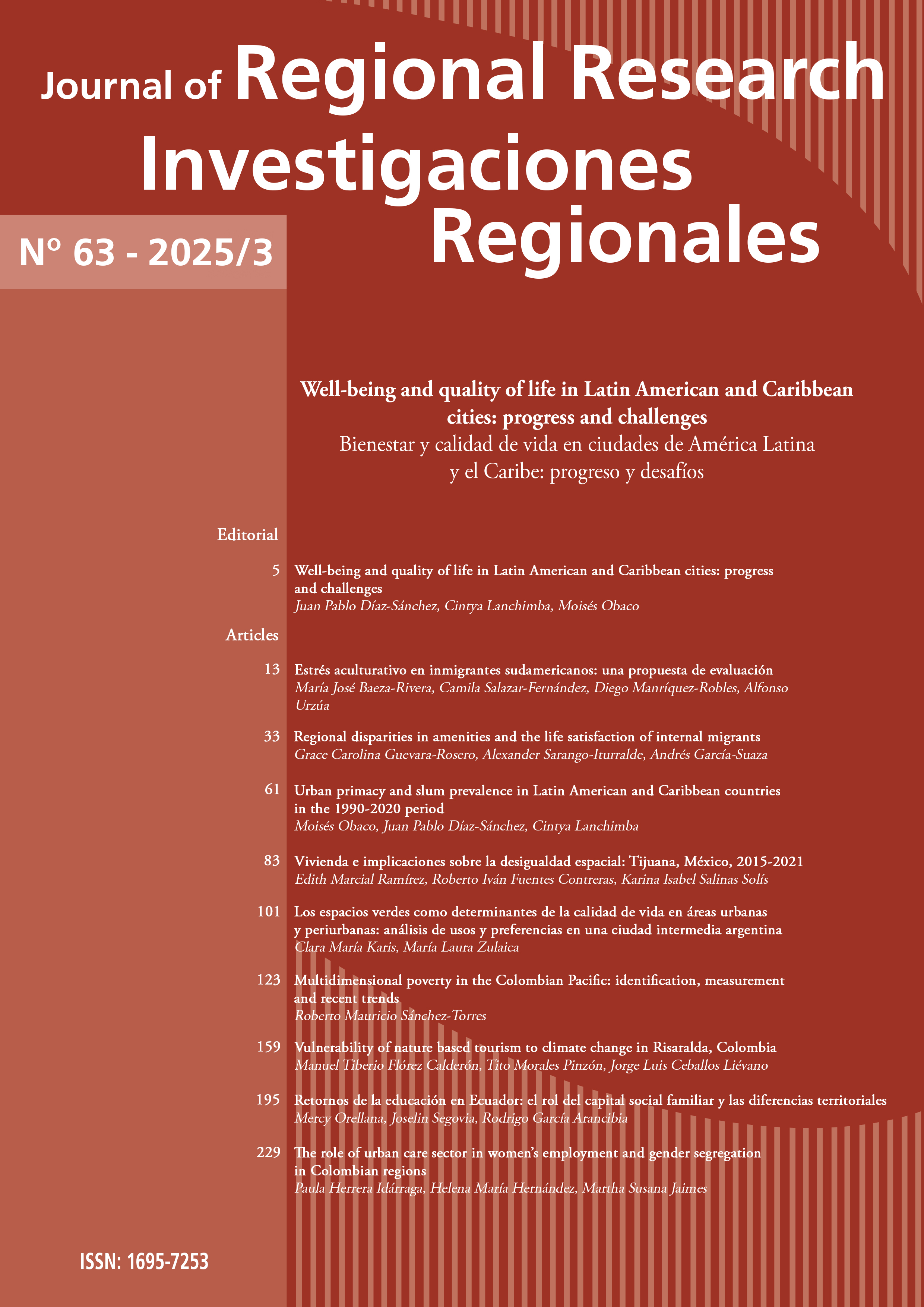 					Ver Vol. 63 (2025): Well-being and quality of life in Latin American and Caribbean cities: progress and challenges
				